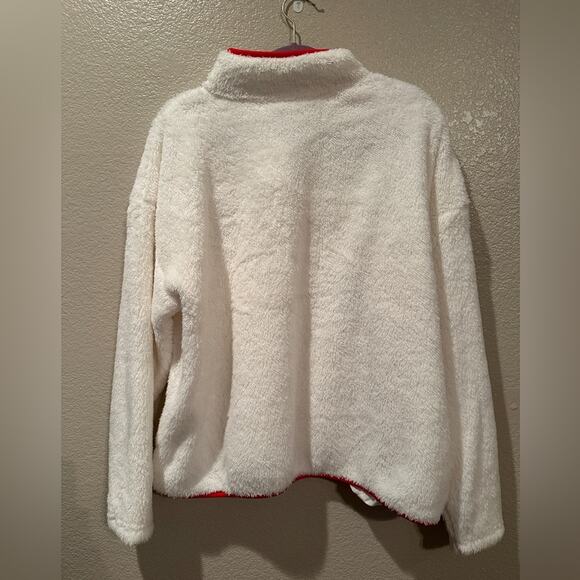 NWOT Disney Mickey Mouse Embroidered Patch quarter Zip fluffy soft pullover XL - Picture 4 of 6